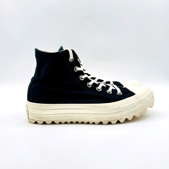 Converse Shoes Womens 8 Black High Top Sneakers Platform Canvas All Star Chucks - Picture 1 of 10